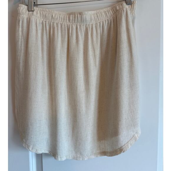 Umgee Linen Blend French Terry Elastic Waistband & Drawstring Skirt - Picture 3 of 6